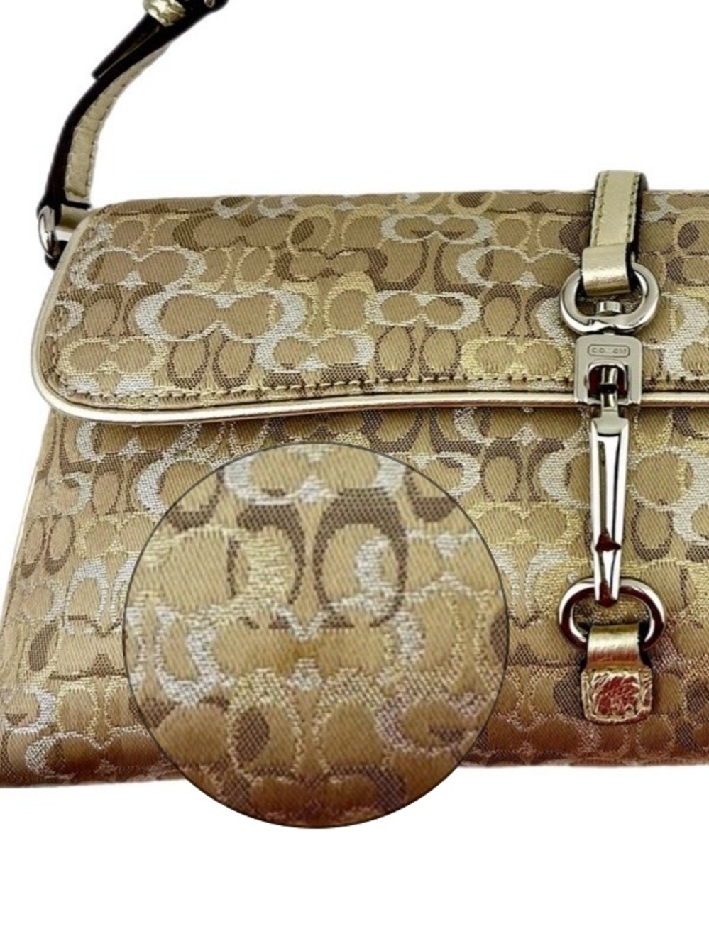 Y2K COACH Hampton Gold Signature Canvas/Leather Handbag -Style 8946 Vintage - Picture 15 of 16